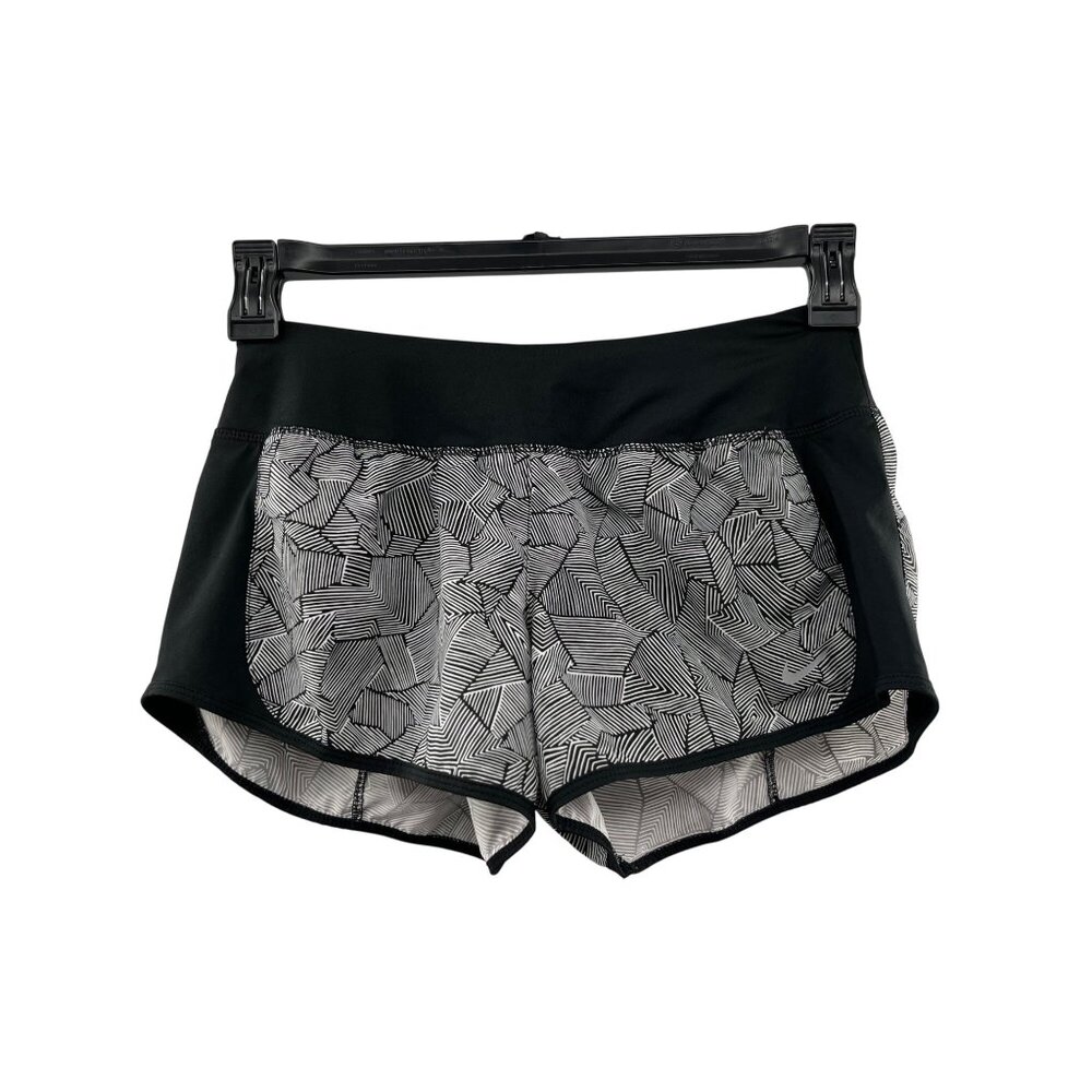 Nike Womens Dri-Fit Black & White Geometric Print Running Shorts Size S